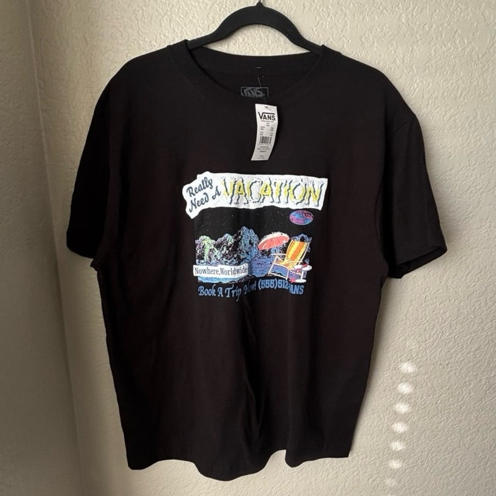 VANS Graphic Print "Really Need A Vacation"‎ Classic Fit T-Shirt Men's Medium